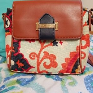 Spartina leather/linen handbag